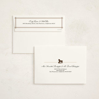 This is a juniper foil stamped baby shower invitations with foil pressed by Kate Ahn called wesley printing on signature in standard