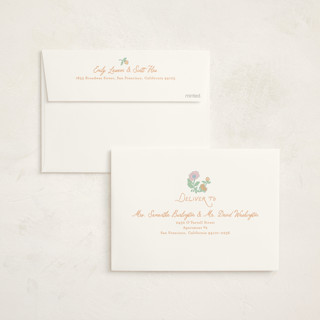 This is a garden foil stamped baby shower invitations with foil pressed by Creo Study called vintage blossom printing on signature in standard