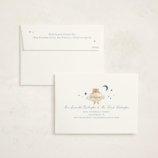 This is a moonlight foil stamped baby shower invitations with foil pressed by Sarah Knight called twinkle twinkle little star printing on signature in standard