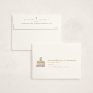 This is a sprinkles foil stamped baby shower invitations with foil pressed by Leah Bisch called a new chapter printing on signature in standard