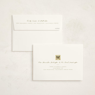 This is a creme foil stamped baby shower invitations with foil pressed by Anastasia Makarova called fairytale ornament printing on signature in standard