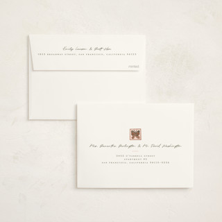 This is a strawberry foil stamped baby shower invitations with foil pressed by Anastasia Makarova called fairytale ornament printing on signature in standard