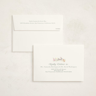 This is a meadow foil stamped baby shower invitations with foil pressed by Petra Kern called woodland welcome printing on signature in standard