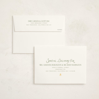 This is a daffodil foil stamped baby shower invitations with foil pressed by Heather Schertzer called nostalgic printing on signature in standard