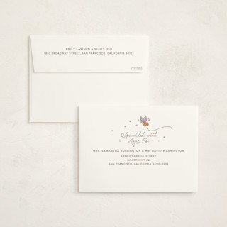 This is a linen foil stamped baby shower invitations with foil pressed by Vera Lim called woodland magic printing on signature in standard
