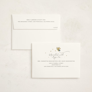 This is a blush foil stamped baby shower invitations with foil pressed by Vera Lim called woodland magic printing on signature in standard