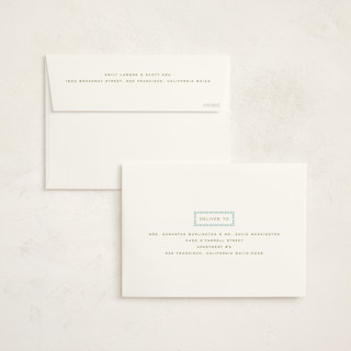 This is a baby blue baby shower invitations with standard by Ellen Schlegelmilch called stitched lines printing on signature in standard