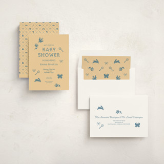 This is a butter baby shower invitations with standard by Claire called needlepoint printing on signature in standard