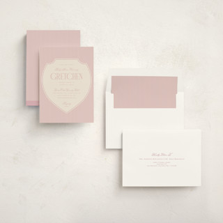 This is a coquette baby shower invitations with standard by Ashlee Townsend called the club crest printing on signature in standard