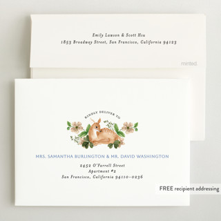 This is a elderflower baby shower invitations with standard by Sarah Knight called spring woodland printing on signature in standard