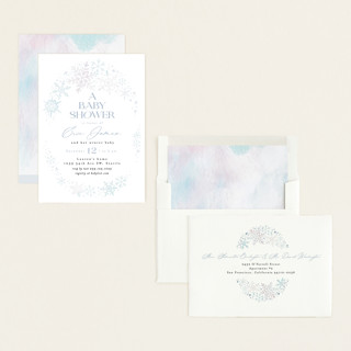 This is a bluebell baby shower invitations with standard by Alethea and Ruth called winter baby snowflakes printing on signature in standard