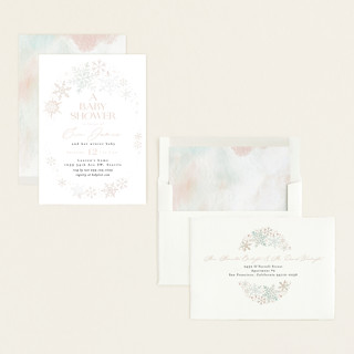 This is a petal baby shower invitations with standard by Alethea and Ruth called winter baby snowflakes printing on signature in standard
