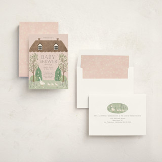 This is a blush baby shower invitations with standard by Kiersten Garner called cottage baby printing on signature in standard