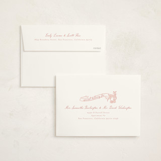 This is a rose baby shower invitations with standard by Erin German called woodland printing on signature in standard