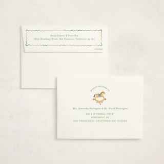 This is a leaf baby shower invitations with standard by Sarah Knight called wave printing on signature in standard