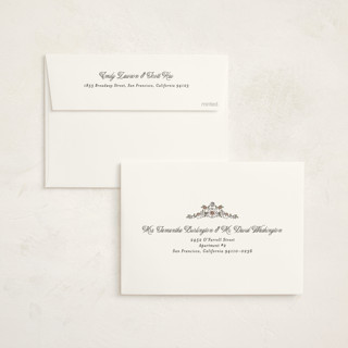 This is a ivory baby shower invitations with standard by Becky Nimoy called garden brick gate printing on signature in standard