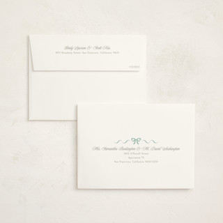 This is a mint baby shower invitations with standard by Robert and Stella called ribbon toss printing on signature in standard