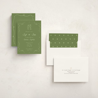 This is a moss baby shower invitations with standard by Stephanie Heinrich Godbout called doodle sip and see printing on signature in standard