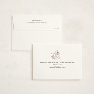 This is a magenta baby shower invitations with standard by Noun New York called cottage core dog with watering can of flowers printing on signature in standard