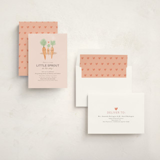 This is a blush baby shower invitations with standard by Itsy Belle Studio called little sprout printing on signature in standard