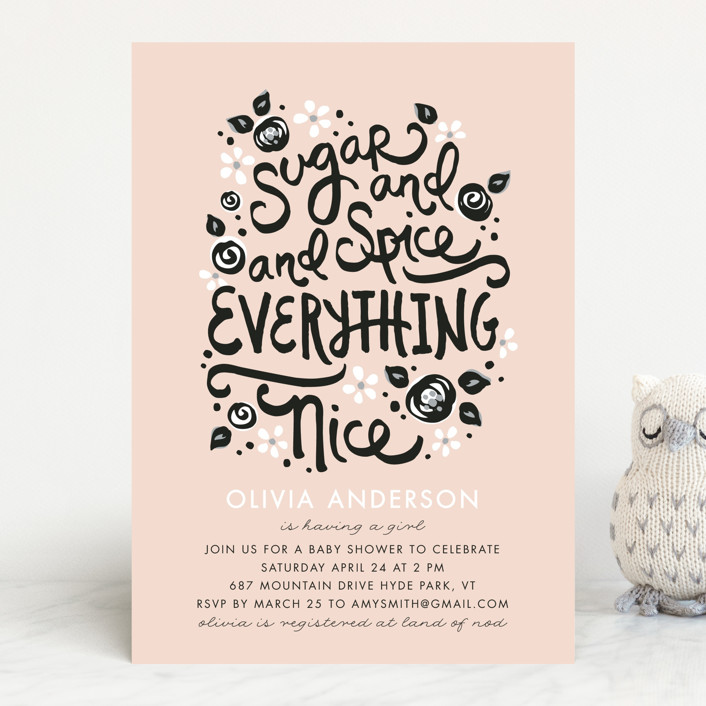 Sugar And Spice Customizable Baby Shower Invitations In Pink By Jeanna Casper