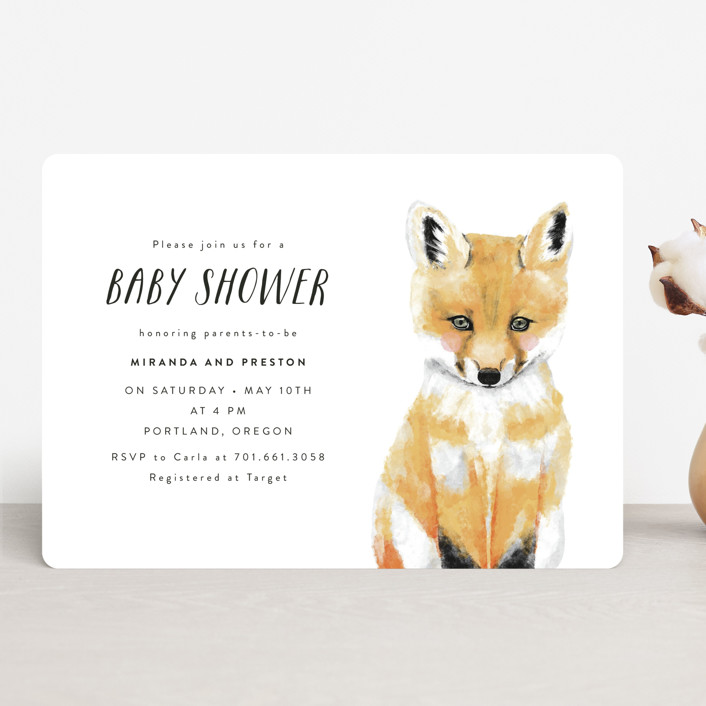 Baby Animal Fox Customizable Shower Invitations In White By Cass Loh
