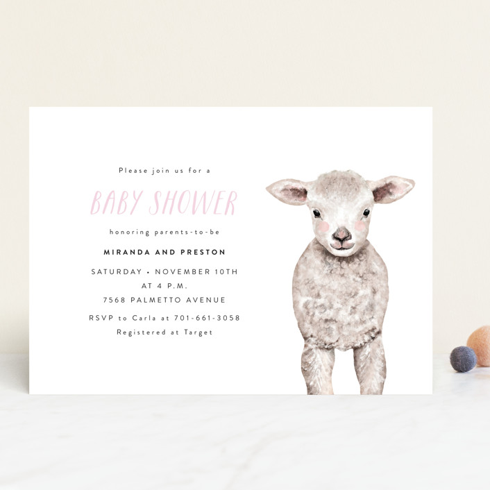 Baby Animal Sheep Baby Shower Invitations By Cass Loh Minted