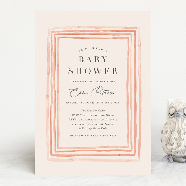 "Painted Frame" - Modern Baby Shower Invitations in Peony by Erica Krystek.