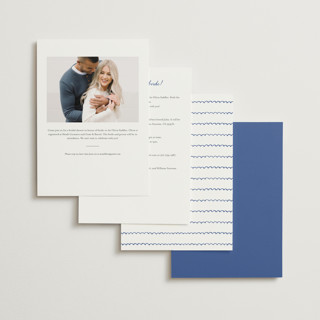 This is a cobalt bridal shower invitations with standard by Carmia Jordaan called tea cup doodle printing on signature in standard