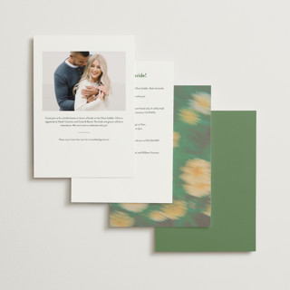 This is a spring green bridal shower invitations with standard by Morgan Kendall called bohemian haze printing on signature in standard