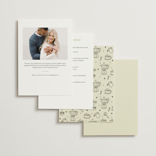 This is a cream bridal shower invitations with standard by Jennifer Lew called espresso printing on signature in standard