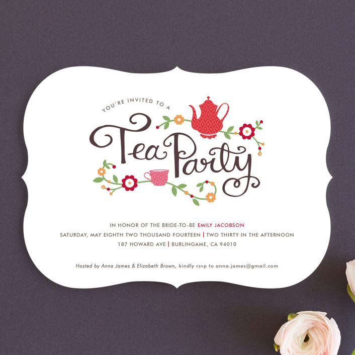 Tea Party Customizable Bridal Shower Invitations In Red By Kristen Smith Tea Party Customizable Bridal Shower Invitations In Red By Kristen Smith