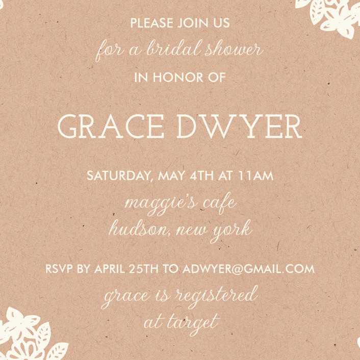 Lace and Kraft Bridal Shower Invitations by Katharine Watson Minted