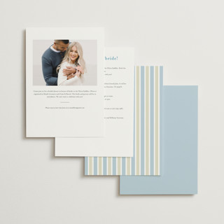 This is a blue bell bridal shower invitations with standard by Jackie Crawford called hydrangea bow bouquets printing on signature in standard