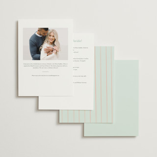 This is a mint spritz bridal shower invitations with standard by Ani Somi called love spritz printing on signature in standard