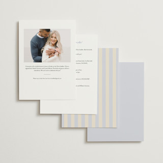 This is a cornflower bridal shower invitations with standard by Ani Somi called charming in stripes printing on signature in standard