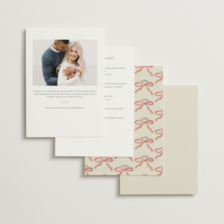 This is a eggnog bridal shower invitations with standard by Chris Griffith called ribbon stripe holiday printing on signature in standard