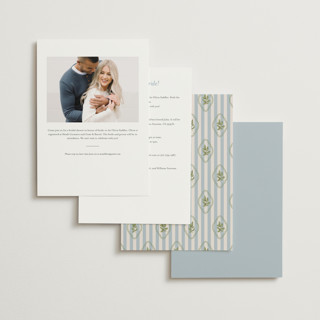 This is a powder bridal shower invitations with standard by Creo Study called scripted printing on signature in standard