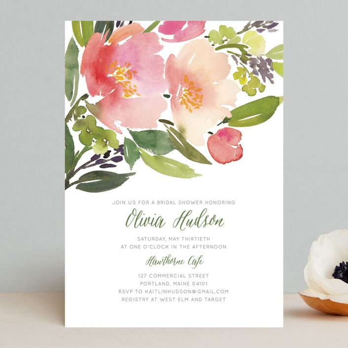 Watercolor Floral Bridal Shower Invitations by Yao Cheng Design Minted