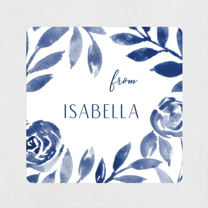 "Romantic garden" - Bridal Shower Favor Stickers in Indigo by Yaling Hou Suzuki.