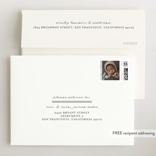 This is a slate wedding thank you cards with standard by Brianne Larsen called classically modern printing on signature in standard