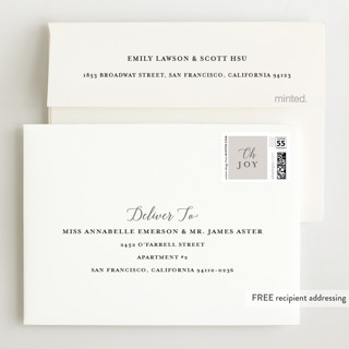 This is a smoke wedding thank you cards with standard by Genna Blackburn called big script printing on signature in standard