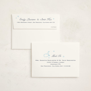 This is a lake baby thank you cards with standard by Megan Davis called luna printing on signature in standard