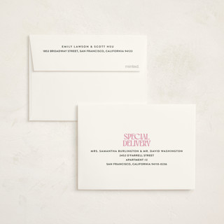 This is a bubblegum baby thank you cards with standard by Ekko Studio called type stack printing on signature in standard