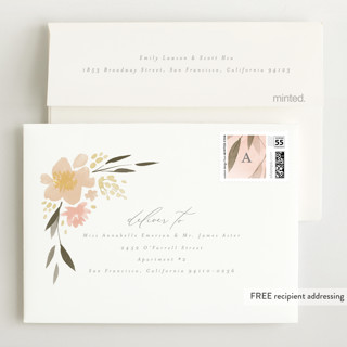 This is a blush wedding thank you cards with standard by Robert and Stella called fresh florals printing on signature in standard
