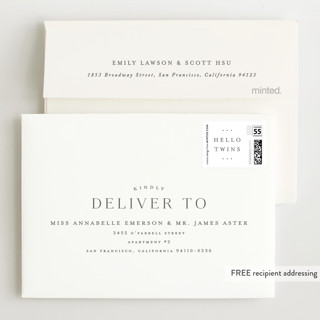 This is a slate wedding thank you cards with standard by Hooray Creative called twinsies printing on signature in standard