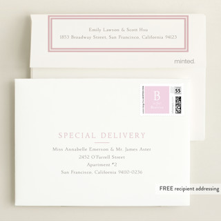 This is a ballet slipper wedding thank you cards with standard by Megan Davis called frolic printing on signature in standard