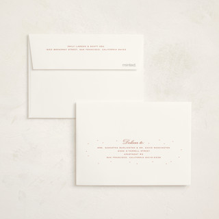 This is a peach baby thank you cards with standard by Ellen Schlegelmilch called tiny polka dots printing on signature in standard