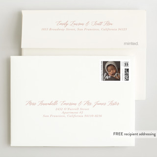 This is a sweet pea wedding thank you cards with standard by Jennifer Postorino called sweet script printing on signature in standard