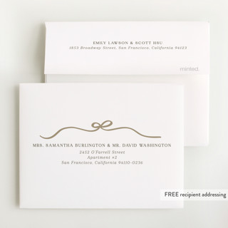 This is a cotton baby thank you cards with foil pressed by Kaydi Bishop called bow tied printing on strathmore in standard